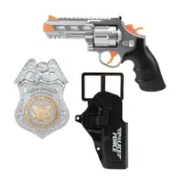 Pistol TToys cu luminite efecte sonore toc si insigna politie pentru copii