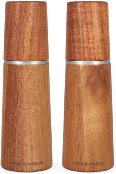 Set moară de sare și piper Cole & Mason - Marlow Acacia, 18,5 x 6 cm
