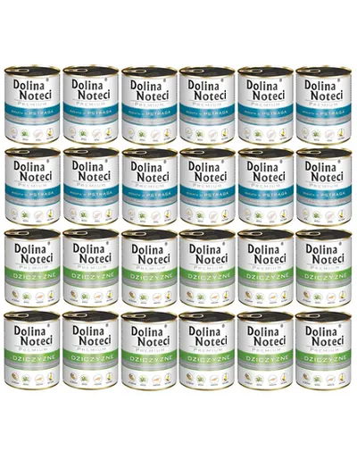 DOLINA NOTECI Mix păstrăv și vânat hrană câini Premium 24x800g