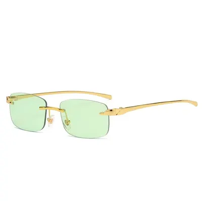 Ochelari Soare Panth-Air, Frame-Free, Brate aurii, Protectie UV400, Verde Engros