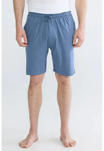 Pantaloni scurti de casa cu croiala slim-fit - Albastru stins