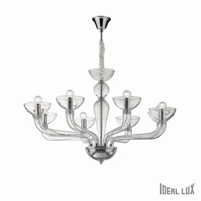 candelabru Casanova, 8 becuri, dulie E14, D:920 mm, H:630/1200 mm, Transparent