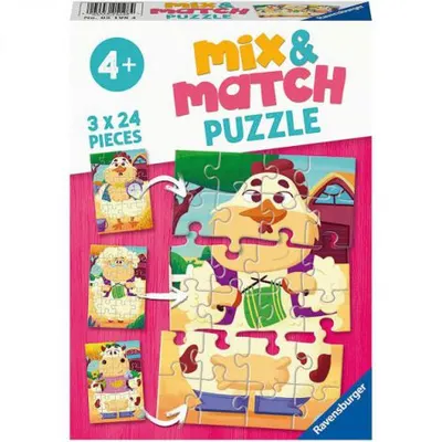 Puzzle Mix & Match Prietenii de la Ferma, 3x24 piese - Ravensburger