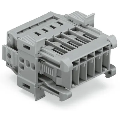 1-conductor male connector; Snap-in flange; 4 mm²; Pin spacing 5 mm; 3-pole; 4,00 mm²; gray