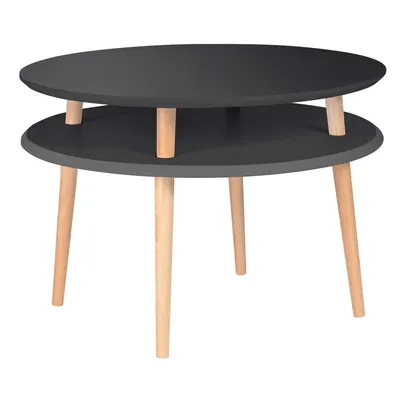 Masă de cafea cu picioare din lemn Ragaba UFO, Ø 70 cm, gri antracit