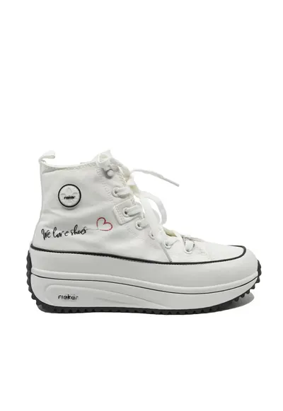Tenisi high-top albi din material textil RIK90012-80 - Alb