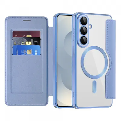 Husa MagSafe pentru Samsung Galaxy S26 S942, Techsuit, SmartMag Book, Bleu