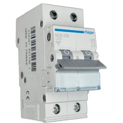 Siguranta automata 2P, 25A, 6kA, C, Hager MCN225