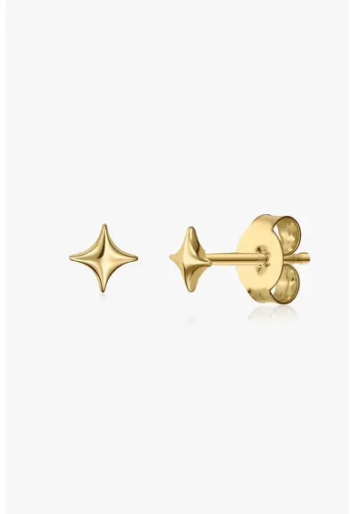 Cercei placati cu aur de 14K Golden Cosmic Star 2 Microns - Auriu