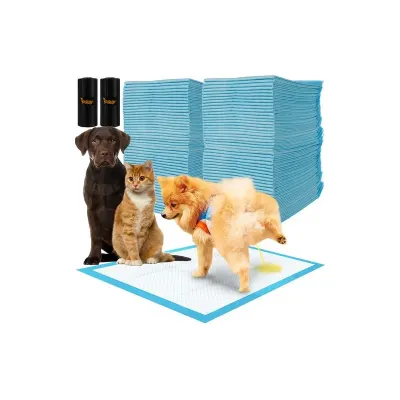 Covorase pentru caini si pisici, 100 buc, universal, impermeabil, 60x40 cm, alb/albastru