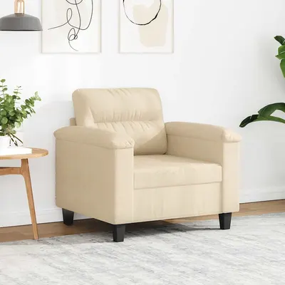 vidaXL Fotoliu canapea, crem, 60 cm, textil microfibră