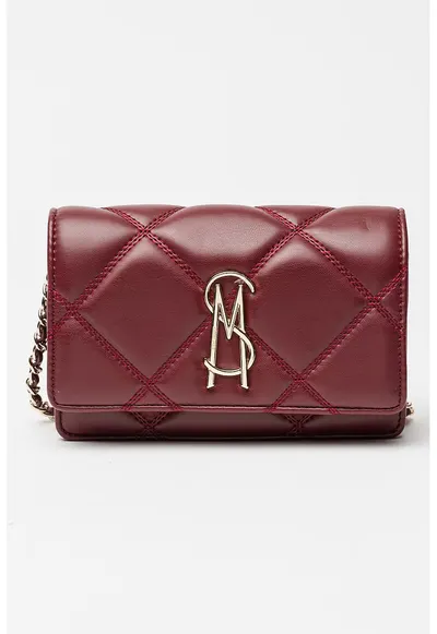 Geanta crossbody din piele ecologica cu aspect matlasat Endue - Rosu inchis