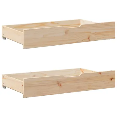 Gossi sertare de pat cu roti, 2 buc., 90x55x16 cm, lemn masiv de pin