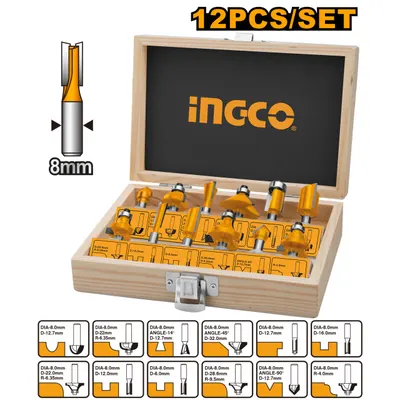 Set freze Accesorii Oberfreza 12 bucati Ingco AKRT1211