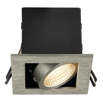 Spot incastrat, KADUX Ceiling lights, aluminium single-headed LED, 3000K, square, brushed aluminium, 38°, 9W, incl. driver