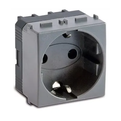 Priza schuko 2P+T, 16A, 2 module, argintie