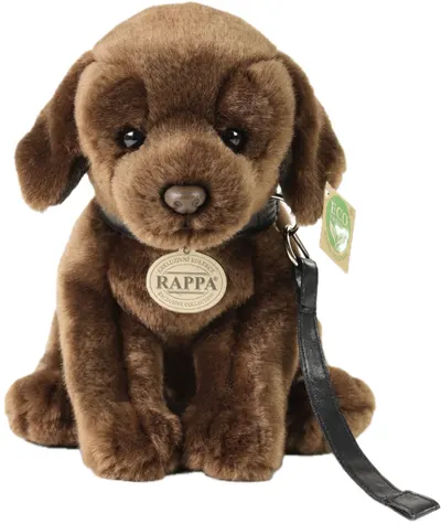 Jucărie de pluș Rappa Eco Friends - Labrador maro cu lesă, 25 cm