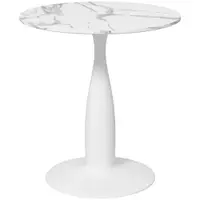 HOMCOM Masă rotundă, oțel vopsit electrostatic, MDF cu melamină, picioare antiderapante, 70 x 74 cm, Alb | Aosom Romania
