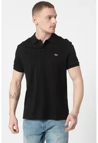 Tricou polo regular fit de bumbac - Negru