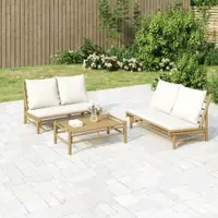 Gossi set mobilier de gradina cu perne alb crem, 2 piese, bambus
