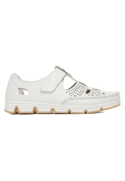 Pantofi dama - casual - piele naturala - alb - sistem inchidere Velcro