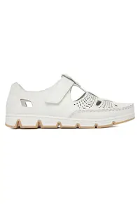 Pantofi dama - casual - piele naturala - alb - sistem inchidere Velcro -