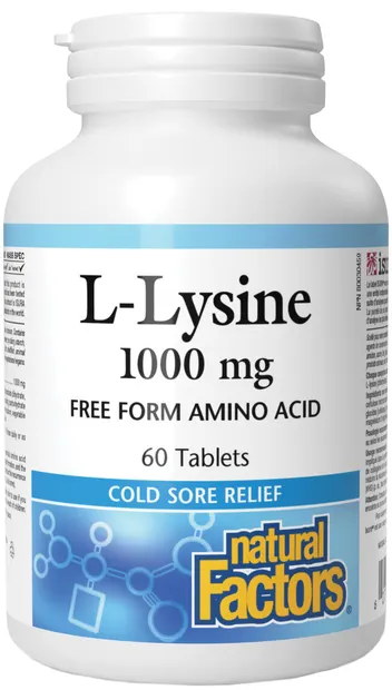 L-Lysine, 1000 mg, 60 tablete, Natural Factors