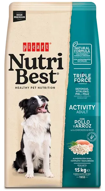 Hrana Uscata Caini Premium, NutriBest Adult Dog Activity, Pui si Orez, 15 kg