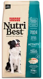 Hrana Uscata Caini Premium, NutriBest Adult Dog Activity, Pui si Orez, 15 kg