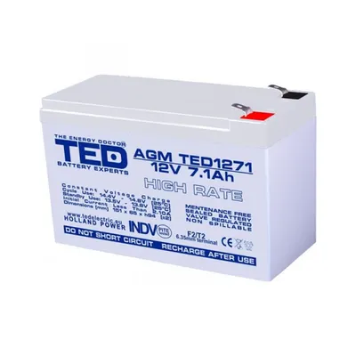 Acumulator 12V 7.1Ah High Rate F2, AGM VRLA, TED Electric TED003300