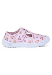 Papuci Fete - plat - roz - material textil -