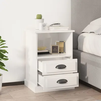 vidaXL Noptiere, 2 buc., alb extralucios, 43x36x60 cm