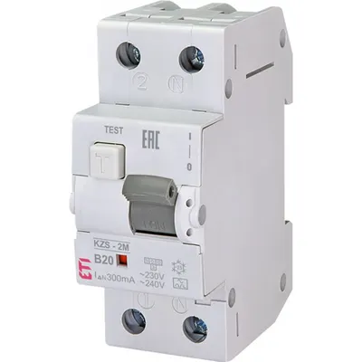 KZS-2M Intrerupatoare de curent rezidual cu protecție la supracurent, 2 module, tip A și AC KZS-2M A B20/0.3
