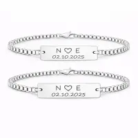 Set 2 Bratari Personalizate Inima cu Argint