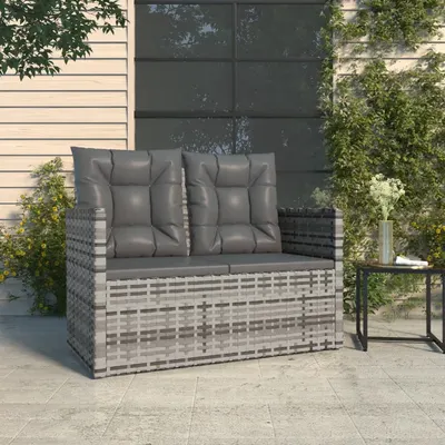 vidaXL Bancă de grădină cu perne, gri, 105 cm, poliratan