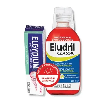 Pachet Pasta de dinti pentru gingii iritate 75 ml + Apa de gura Eludril 500 ml, Elgydium