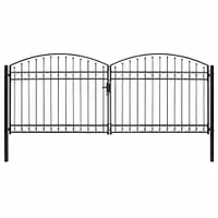 vidaXL Poartă de gard ASSEN Ușă dublă cu blat arcuit din oțel 400x175 cm