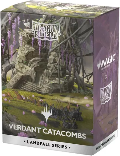 Protecții pentru carduri Dragon Shield - Matte Dual Art Sleeves Standard Size, Landfall Series: Verdant Catacombs (100 buc.)