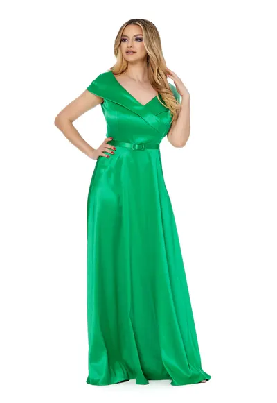 Rochie de satin cu o curea subtire Marquise - Verde electric