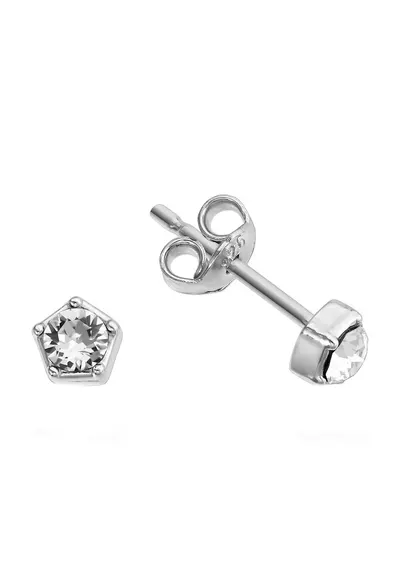 Cercei Argint 925 placat cu rodiu cu cristale Swarovski® Zirconia 3mm Surub - Crystal Clear
