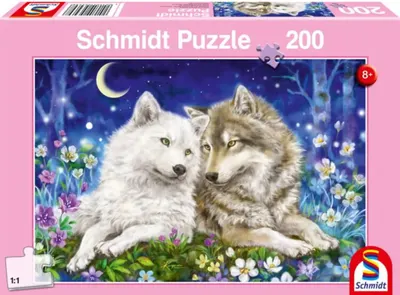 Puzzle Schmidt din 200 de piese - Pui de lupi prietenoși