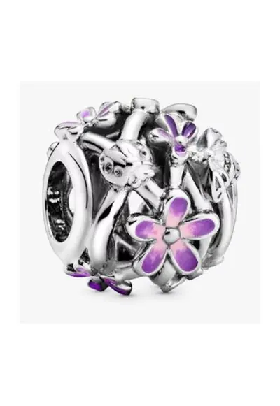 Charm tip Margareta violet cu structura dantelata - Argint 925
