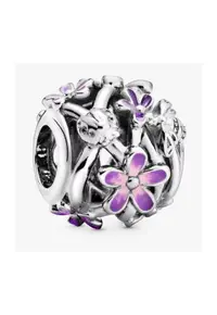 Charm tip Margareta violet cu structura dantelata - Argint 925