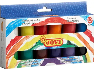 Vopsele tempera Jovi - În borcane, 12 culori