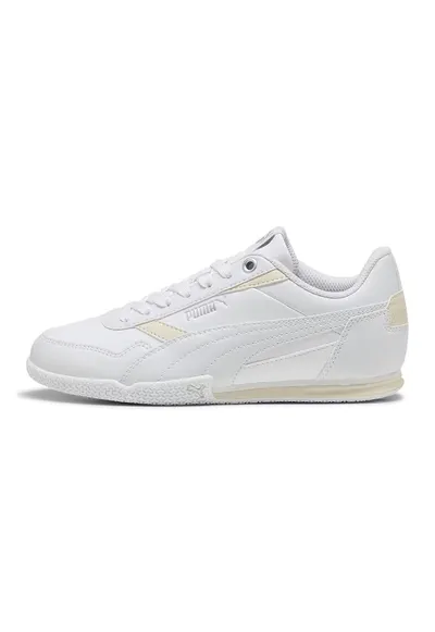 Pantofi sport Bella Donna din piele ecologica cu logo - Alb/Galben vanilie
