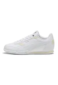 Pantofi sport Bella Donna din piele ecologica cu logo - Alb/Galben vanilie