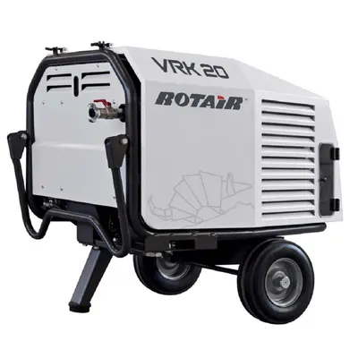 Motocompresor ROTAIR VRK 20 AE presiune 8 bar debit 1600 l/min motor Honda + kit sablare/aftercooler