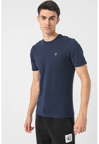 Tricou cu decolteu la baza gatului - Bleumarin