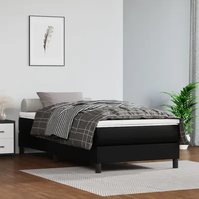 vidaXL Cadru de pat cu arcuri, negru, 80x200 cm, piele ecologică