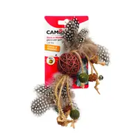Jucarie pentru pisici Camon Minge cu franghie si clopotei, matatabi si catnip 24 cm